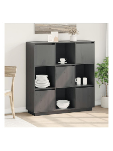 Sonata H Висок шкаф, сив, 110,5x35x117 см, борово дърво масив