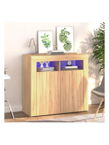 Sonata H Сайдборд с LED светлини, сонома дъб, 80x35x75 см