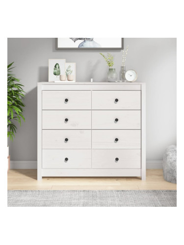 Sonata H Страничен шкаф бял 100x40x90 см борово дърво масив
