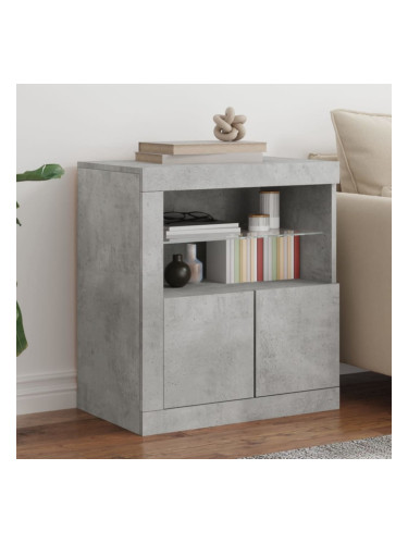 Sonata H Сайдборд с LED светлини, бетонно сив, 60,5x37x67 см