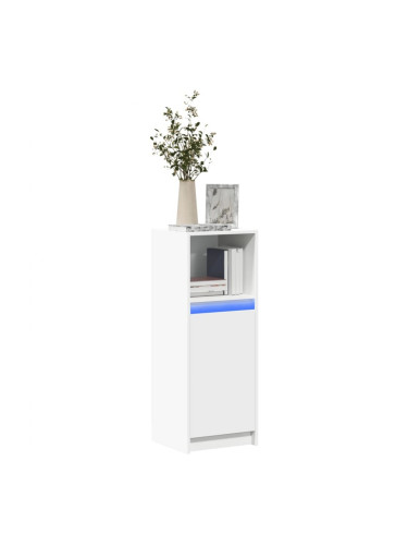 Sonata H Сайдборд с LED, бял, 38x34x100 см, инженерно дърво