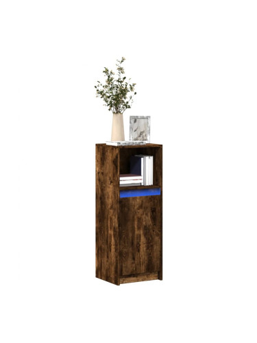 Sonata H Сайдборд с LED, опушен дъб, 38x34x100 см, инженерно дърво