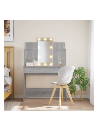 Sonata H Тоалетка с LED лампи, сив сонома, 96x40x142 см