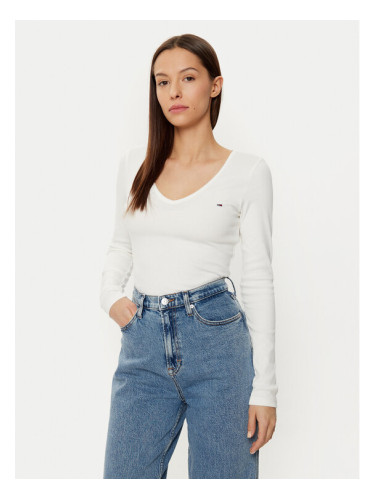 Tommy Jeans Блуза Essential DW0DW17990 Екрю Slim Fit