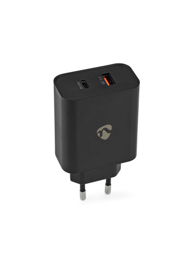 Зарядно за телефон, USB и USB Type-C, 230VAC, 5VDC, 65W, черно, NEDIS