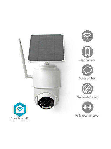 Wi-Fi smart камера за видеонаблюдение, соларен панел, SmartLife, IP65, 120°, NEDIS WIFICBO50WT