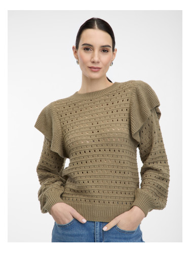 Khaki women's sweater with ruffles ORSAY - Women's