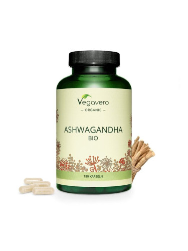 Ashwagandha BIO/ Био Ашваганда, 180 капсули, 100% Vegan Vegavero