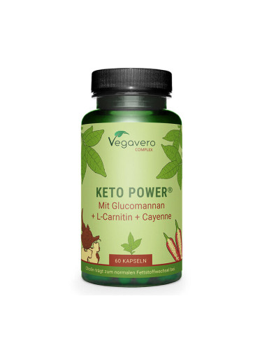Keto Power® с глюкоманан, L-карнитин и лют червен пипер, 60 капсули