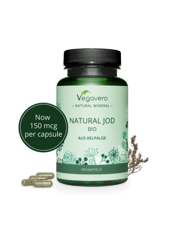 Natural Jod Bio Aus Kelpalge/ Натурален йод от био водорасли, 180 капсули, 100% Vegan Vegavero