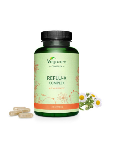 Reflu-X Complex mit Mucosave/ Билкова смес срещу киселинен рефлукс, 120 капсули, 100% Vegan Vegavero