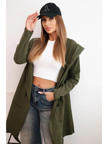 Cape with loose khaki hood