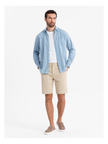 Ombre Men's structural knit SLIM FIT shorts - sand