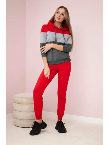 Set with colored stripes red+gray