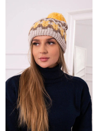 Women's cap Laila K283 light beige+cappuccino