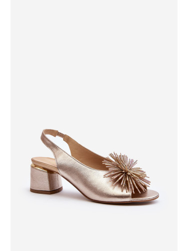Кожени сандали с орнамент Laura Messi 2719 Gold