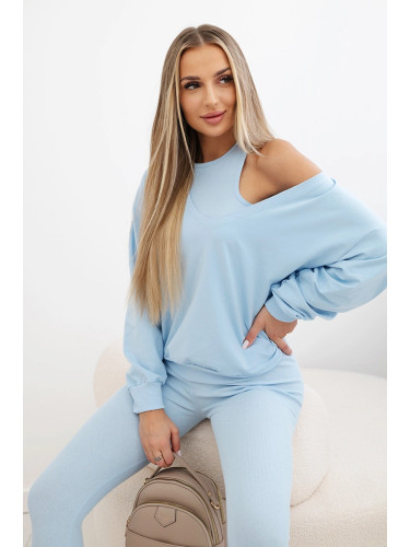3-piece set sweatshirt + top + leggings blue