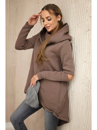 Insulated sweatshirt with a longer mocha back