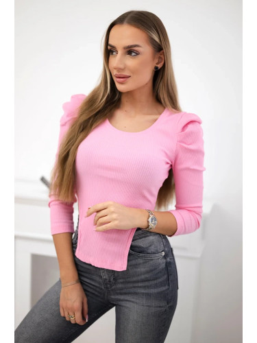 Blouse with puff sleeves light pink