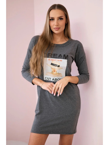 Dress with Dream graphite print