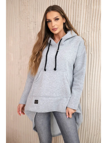Padded sweatshirt with a long back and a grey hoodie