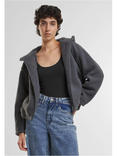 Women's short sweatshirt Sherpa gray