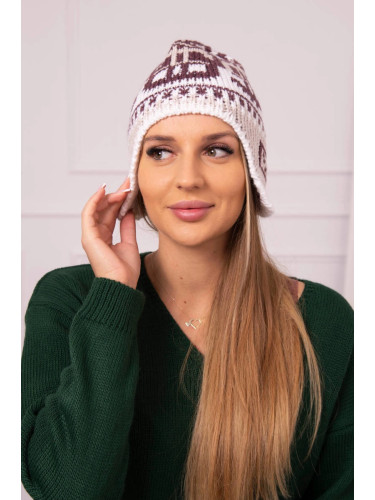 marka niezdefiniowana Women's cap Maryla K406 burgundy+white+beige