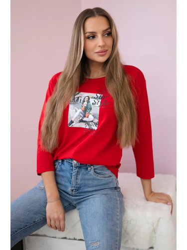 Blouse with Star Style print red