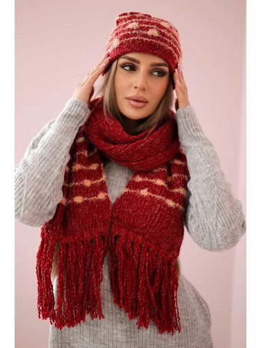 Women's set with scarf Anika K304 wine