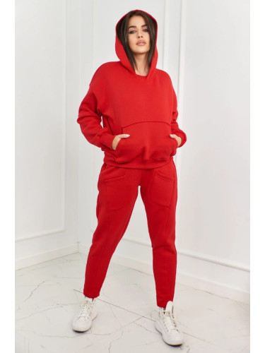 Insulated set sweatshirt + trousers red