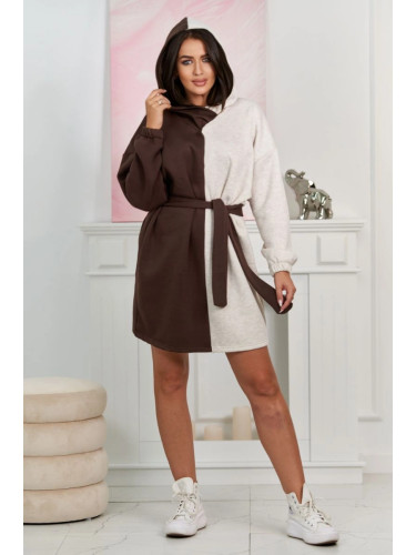 Insulated two-tone sweatshirt brown + beige melange