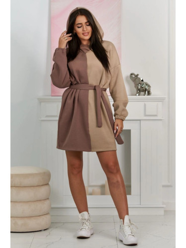 Insulated two-tone sweatshirt dark beige + light beige