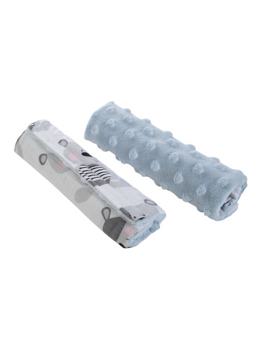 Medi Partners Stroller belt protectors (2 pcs.) cotton + minky – Teddy + blue minky