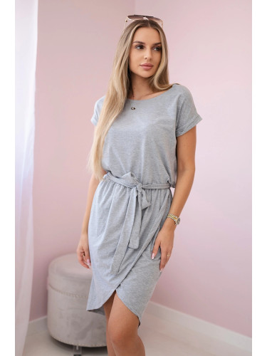 Tied dress with a clutch bottom in gray color