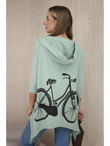 Sweatshirt with a dark mint cycling print