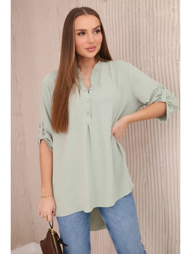 Blouse with a longer back dark mint