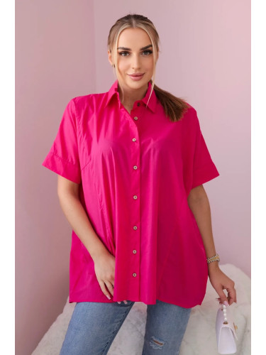 Cotton fuchsia shirt with short sleeves