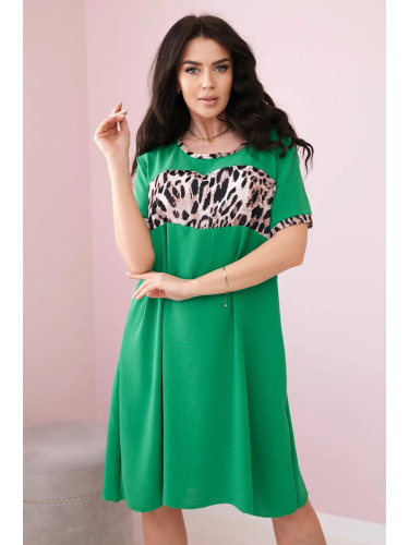 Bright green dress with leopard print