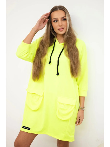 Yellow neon dress with hood