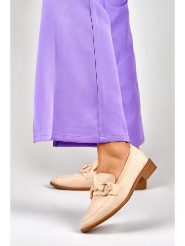 primohurt Beżowe zamszowe półbuty damskie