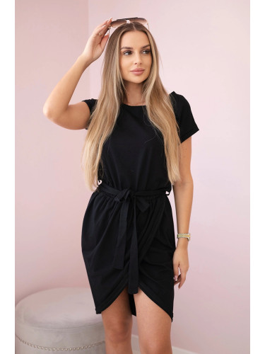 Tied dress with a clutch bottom black