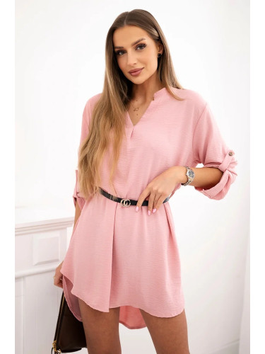 Kesi Włoski Dress with longer back and belt powder pink