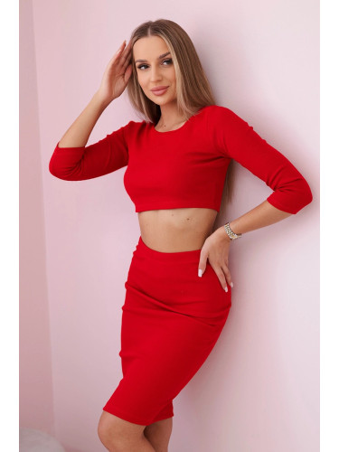 Set of blouses with red skirt