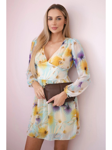 Airy dress with a yellow floral motif