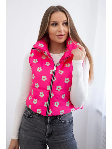 Vest with small fuchsia flowers