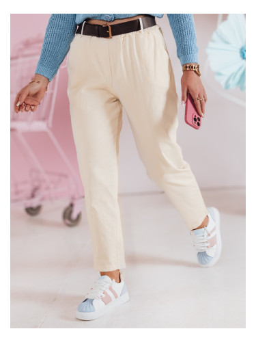 Дамски ежедневни панталони SOFELIA с колан, светложълти