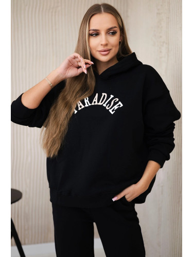 Cotton set with embroidered Paradise black inscription