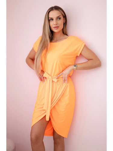 Tied dress with a clutch bottom orange neon