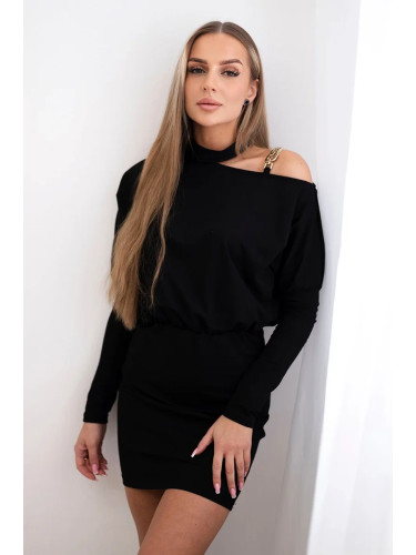 Dress with shoulder decoration black
