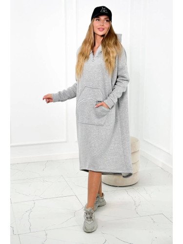 Insulated dress with a hood in gray color